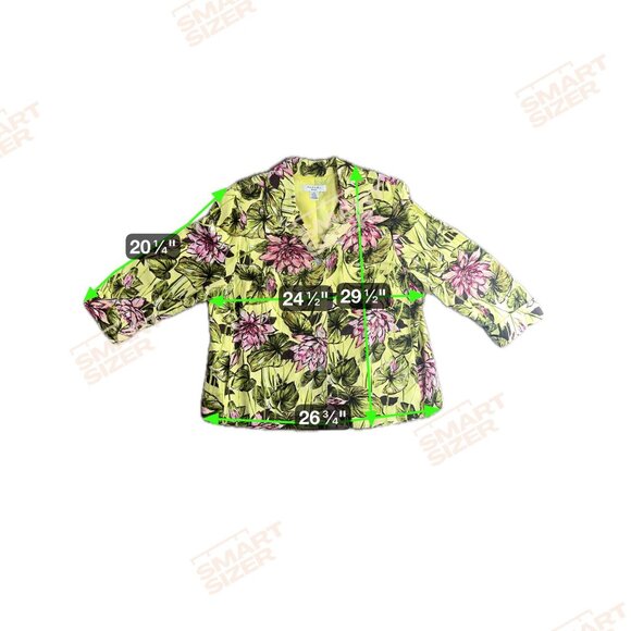 Rafael Floral Linen Jacket Womens Size 22 Tropical Resortwear Shell Buttons Vtg - Picture 2 of 7